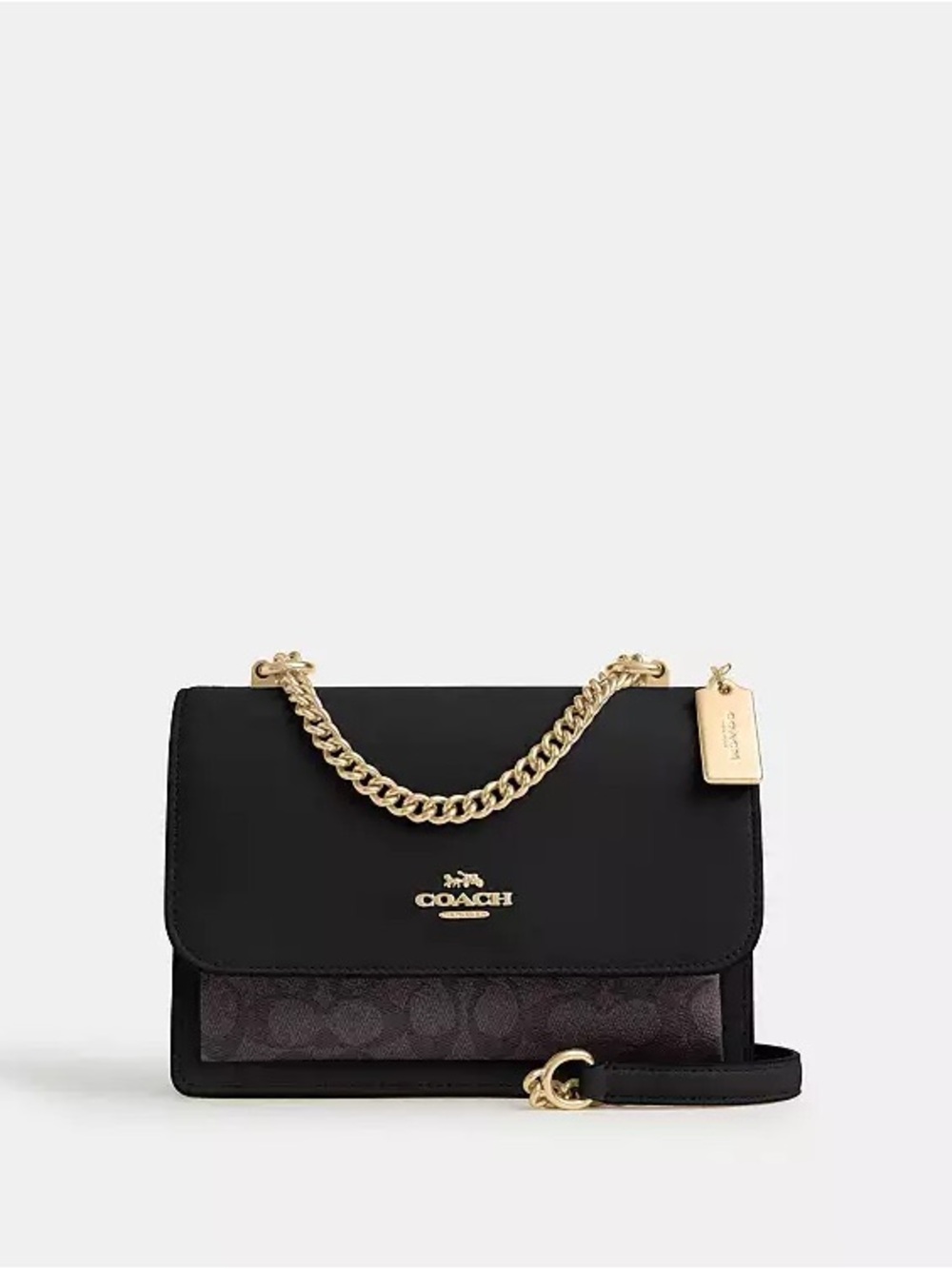 Coach Klare Crossbody Bag Signature Canvas Black Brown Gold